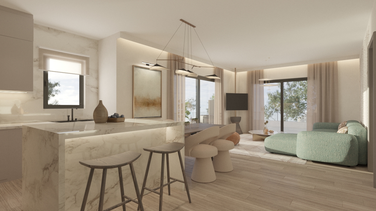 Bright Apartment Living Area Layout